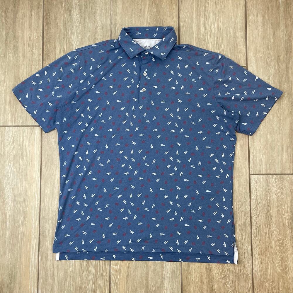 Johnnie-O JO Flag Multi Mini Logo All Over Print Performance Polo Shirt Men L